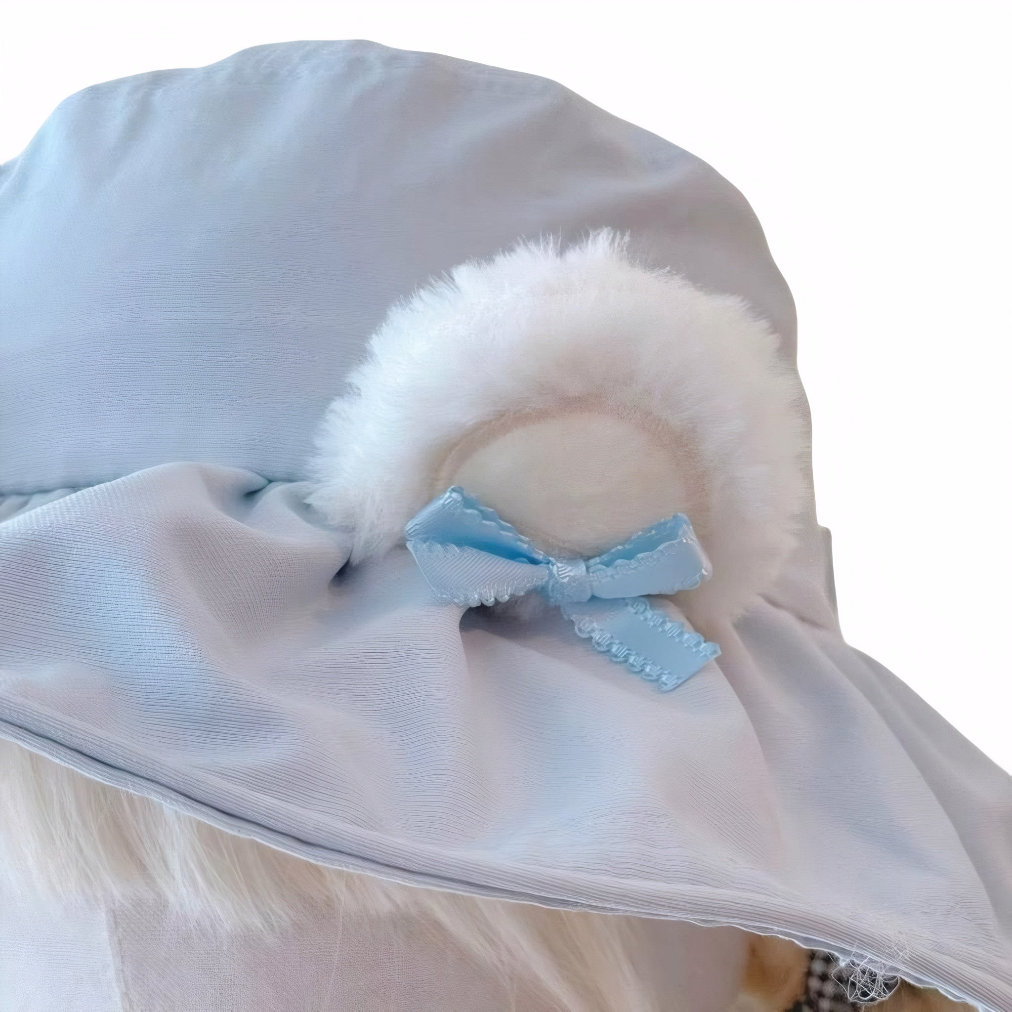 Kawaii Bear Ear Ribbon Bucket Hat Handmade Summer Sun Hat (Hat or Hat + Collar Set)